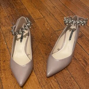 Elegant Taupe Embellished Heels